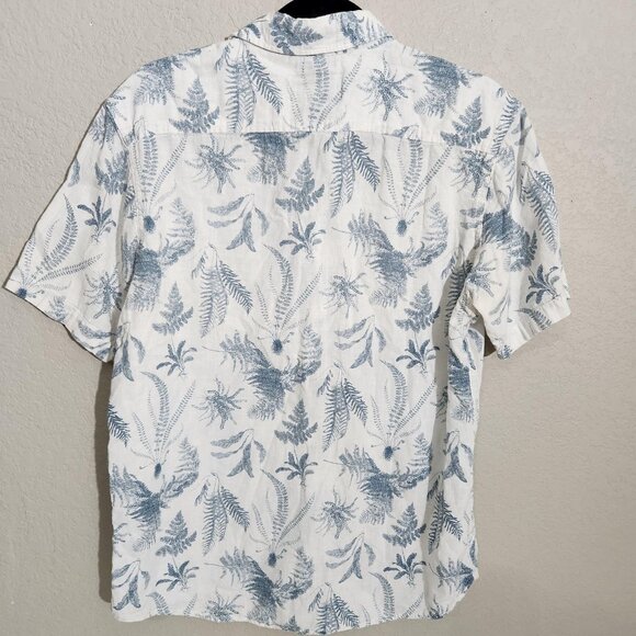 American Rag Shirt Mens Medium White Blue Button Up Short Sleeve Linen Blend - Picture 8 of 16